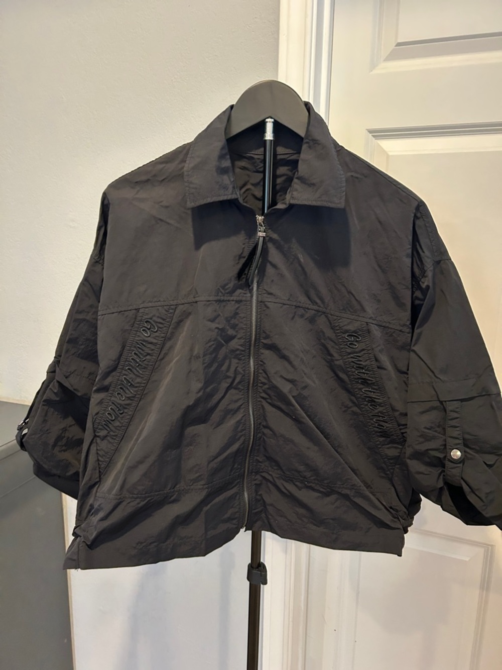 Lightweight Black Zip-Front Shirt Jacket
